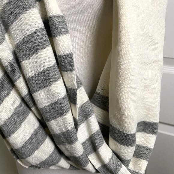 Tommy Hilfiger NWT Knit Infinity Scarf Ivory Grey Navy Stripes Fall Casual - Picture 6 of 10
